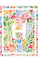 H: H Monogram Notebook - H Initial Notebook 120 Pages - H Notebook With Colorful Flower Cover - 8.5 x 11" Monogram Journal For Woman And Girls