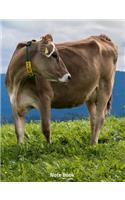 Note Book: Cow in the Meadow, Notebook, Wide Lined, 200 Paged 7.44 X 9.69, Field