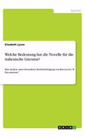 Welche Bedeutung hat die Novelle für die italienische Literatur?