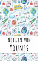 Notizen von Younes: Liniertes Notizbuch für deinen personalisierten Vornamen