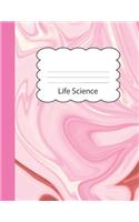 Life Science: Cute Large Blank Draw & Write Notebook Half Sketch & Dotted Handwriting Dashed Lined Practice Paper for Girls - Pink Marble Paperback Cover - Illust