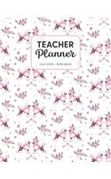 Teacher Planner 2019-2020: Dated Weekly Lesson Plan with Calendar & Vertical Days - Pink Poodle And Flowers(67 Academic Year July 2019 to June 2020 - Pretty Sweet)