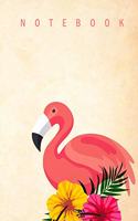 Notebook: Wide Ruled - 8.5 x 11 Inches - 100 Pages - For School, Office, Home - Flamingo Design