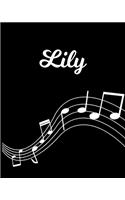 Lily: Sheet Music Note Manuscript Notebook Paper - Personalized Custom First Name Initial L - Musician Composer Instrument Composition Book - 12 Staves a 