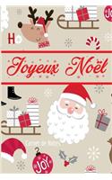 Carnet de Notes Joyeux Noël: Pere Noël, Traineau et Renne - 120 pages lignées - Cadeau à offrir pour les fêtes.