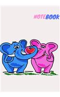 Elephant NOTEBOOK / journal 100 page: 7x 10 inch - 17.78 x 25.4 cm