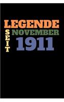 Legende seit November 1911: Liniertes Geburtstag Birthday oder Gästebuch Geschenk liniert - Geburtstags Journal für Männer und Frauen mit Linien