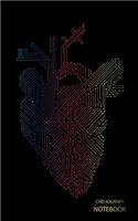 CHD Journey Notebook: Colorful Circuit Board Anatomical Heart, Black Background, Journal, 5 in x 8 in, 50 sheets / 100 pages, college lined