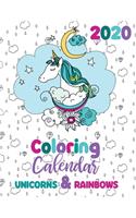 2020 Coloring Calendar Unicorns & Rainbows