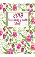 2019 Planner Weekly & Monthly 7 X 10: A Year - 365 Daily - 52 Week Journal Planner Calendar Schedule Organizer Appointment Notebook with Watercolor Bright Peonies Cover