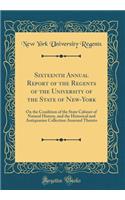 Sixteenth Annual Report of the Regents of the University of the State of New-York: On the Condition of the State Cabinet of Natural History, and the Historical and Antiquarian Collection Annexed Thereto (Classic Reprint)