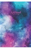 Watercolor Lined Notebook: Medium Ruled 6x9 Journal - Blue & Pink Cover(1 Watercolor Lined Journals)