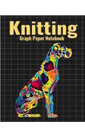 Knitting Graph Paper Notebook: 4:5 Ratio Knitter's Journal, With Colorful Great Dane Dog Cover, 120 Pages, 8 x 10 inches / 20.3 x 25.4 cm