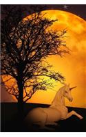 A Magical White Unicorn by the Light of the Moon Fantasy Illustration Journal