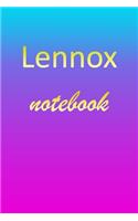 Lennox: Blank Notebook - Wide Ruled Lined Paper Notepad - Writing Pad Practice Journal - Custom Personalized First Name Initial L Blue Purple Gold - Taking 
