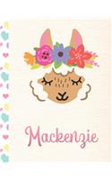 Mackenzie: Personalized Llama Journal For Girls - 8.5x11 110 Pages Notebook/Diary With Pink Name