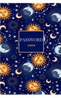 Password Logbook: Blue Yellow Sun and Moon Email Password Organizer with Alphabetical Tabs, Password Keeper Book, Passcode Diary, Password Storage Book(1 Passwords Logbooks)