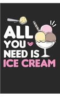 All You Need Is Ice Cream: Cool I Love Desserts Dot Grid Notebook 6x9 Inches - 120 dotted pages for notes, drawings, formulas - Organizer writing book planner diary