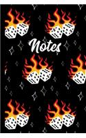 Notes: Flaming Dice Pattern Notebook 6"x9" 120 Lined Pages