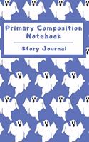 Primary Composition Notebook Story Journal: Wide Ruled Story Telling Lined Composition Journal: Half Picture Drawing Space Half Writing Space - 110 Page School Exercise Book - Blue - Ghost (Oc