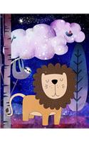 Big Fat Journal Notebook For Animal Lovers Lion and Sloth in Starry Night: 300 Plus Pages, Jumbo Sized Plain, Blank Unlined Journal Notebook For Journaling, Writing, Planning and Doodling In Large 8.5 by 11 Size