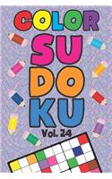Color Sudoku Vol. 24: Play 9x9 Grid Color Sudoku Easy Volume 1-40 Coloring Book Pencil Crayons Play Them All Become A Sudoku Expert Paper Logic Games Become Smarter Brain