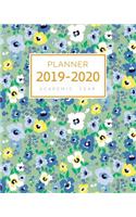 Planner 2019-2020 Academic Year: 8x10 Weekly Monthly Notebook Organizer with Hourly Time Slots Cute Abstract Flower Design Green