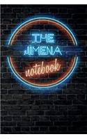 The JIMENA Notebook: Vintage Blank Ruled Personalized & Custom Neon Sign Name Dotted Notebook Journal for Girls & Women. Wall Background. Funny Desk Accessories. Retro B