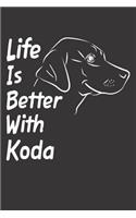 Life Is Better With Koda: Blank Dotted Male Dog Name Personalized & Customized Labrador Notebook Journal for Women, Men & Kids. Chocolate, Yellow & Black Lab Accessories Item