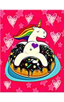 Unicorn in Donut Sketchbook & Journal: Journal Sketchbook with Sketch Pages & Blank Lined Pages Unicorn in Chocolate Covered Doughnut