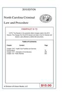 North Carolina Criminal Law and Procedure-Pamphlet 73