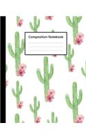 Composition Notebook: Cute Cacti Cactus Watercolor White &#3642;Background, 110 Pages 7.5"x9.25" College Wide Ruled Paper Notebook Journal, Blank Lined Workbook for Teens