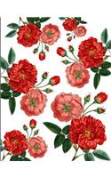 Vintage Red Roses White Journal Notebook 8.5 X 11 (150 Pages)