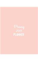 Penny 2019 Planner: Calendar with Daily Task Checklist, Organizer, Journal Notebook and Initial Name on Plain Color Cover (Jan Through Dec), Penny 2019 Planner