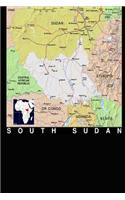 Modern Day Color Map of South Sudan in Africa Journal: Take Notes, Write Down Memories in this 150 Page Lined Journal
