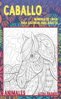 Mandala de libros para colorear para adultos - Letra grande - Animales - Caballo