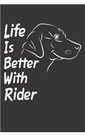 Life Is Better With Rider: Blank Dotted Male Dog Name Personalized & Customized Labrador Notebook Journal for Women, Men & Kids. Chocolate, Yellow & Black Lab Accessories Item