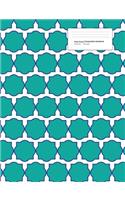 Wide Ruled Composition Notebook 100 Sheets 200 Pages: Turquoise Quatrefoil Pattern
