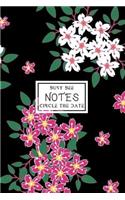 Notes: Circle the Date Journal with Ruled Pages for Work or School White and Pink Flowers