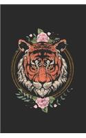 Tiger With Flowers: Tigers Notebook, Dotted Bullet (6" x 9" - 120 pages) Animal Themed Notebook for Daily Journal, Diary, and Gift