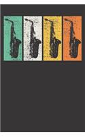 Notebook: Dot Grid Dotted 6x9 120 Pages Saxophone Marching Band Gift Sax Retro Vintage Jazz Music