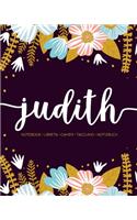 Judith: Notebook Libreta Cahier Taccuino Notizbuch: 110 pages paginas seiten pagine: Modern Florals First Name Notebook in Light Pink, Baby Blue & Mustard Y