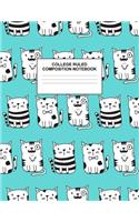 College Ruled Composition Notebook: Cute Blank Lined Journal to Write In with White Paper Rule Pages for School Subject and Writing Pad: Design Code A4 1505