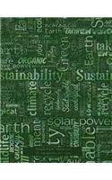 Graph Paper Notebook 1/2 inch squares 120 pages: 8.5"x11" graph paper notebook with sustainability word cloud on forest green cover, half inch squares, perfect bound, ideal for graphs, math sums, c