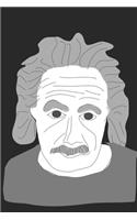 Drawing of Albert Einstein's Portrait - Blank Lined Notebook