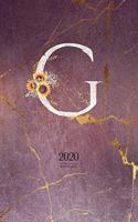 2020 Diary Planner: Cute Watercolor Sunflowers January to December 2020 Diary Planner With "G" Monogram for Woman