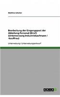 Bearbeitung der Eingangspost der Abteilung Personal (Brief) (Unterweisung Industriekaufmann / -kauffrau)