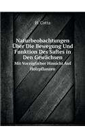 Naturbeobachtungen Über Die Bewegung Und Funktion Des Saftes in Den Gewächsen Mit Vorzüglicher Hinsicht Auf Holzpflanzen
