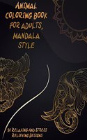 Animal coloring book for adults, mandala style