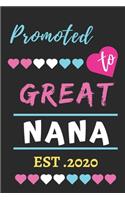Promoted To Great Nana est.2020: lined notebook, funny gift for Grandmother